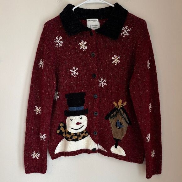 Christopher & Banks Sweaters - Vintage 2001 Christopher & Banks Festive Hand Embroidered Cardigan Sweater large